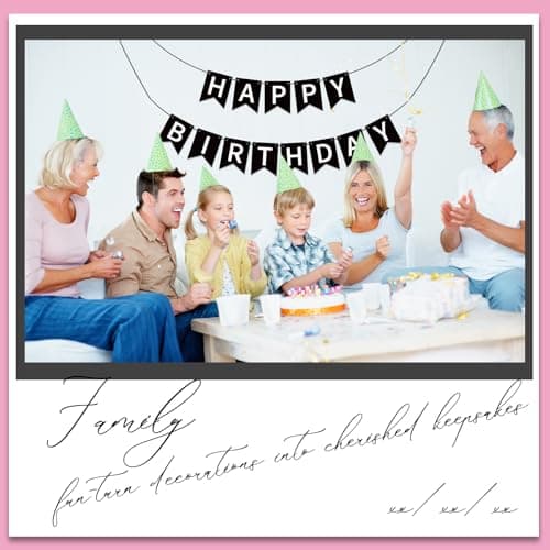 Oeyliz Happy Birthday Banner Black Happy Birthday Sign Birthday Decorations for Birthday Party Backdrop Wall Decor Black Birthdays Sign for Men Women Party Supplies - Thumbnail 4