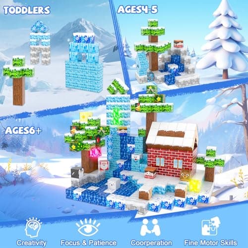 Winchoice 150PCS Magnetic Blocks Magnet Building Toys, Frozen World - Magnetic Cubes Blocks Light Up STEM Sensory Toys for Kids Toddlers Age 3+, 1 Inch - Thumbnail 5