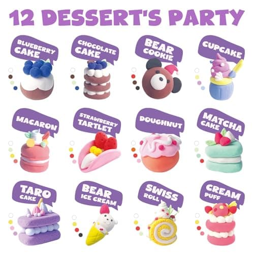 Air Dry Clay for Kids,12 Desserts Theme Party Foam Clay,Ultra Light Modeling Clay Kit, DIY Art and Home Party Favors for Boys & Girls (Dessert) - Thumbnail 4