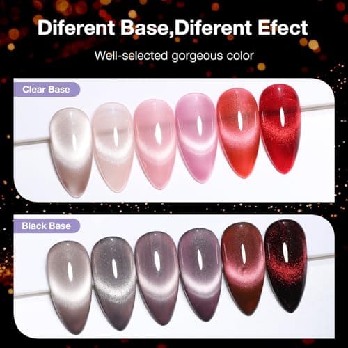 GELLAKTIK Cat Eye Gel Nail Polish Set, 6 Colors 12ML Spring Summer Glitter Magnetic Nail Polish Gel with Magnet, Soak Off UV LED for Home Salon Manicure Gift for Women - Thumbnail 4