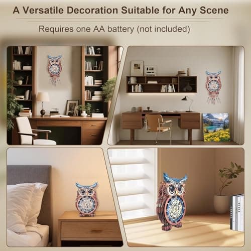 Kosmickiss 3D Wooden Puzzles for Adults, Owl Wooden Clock, DIY Model Building Kits for Adults, Owl Gifts for Women, Creative Decor for Home - Thumbnail 6