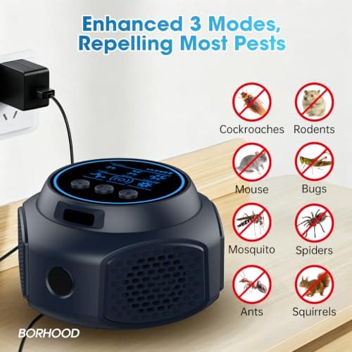 Ultrasonic Pest Repellent Plug-in, Electronic Mouse Traps & Insect Repellent, Pest Control for Rodent, Roach, Ant, Squirrel, Spider, Bugs, Mouse, Rat, Bat for Home, Office, Warehouse Black 1 Pack - Thumbnail 2