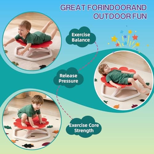 KYZDZQ Spinning Chair for Autistic Kids,Sensory Swivel Chair, 220LBS Weight Capacity, Sensory Toy for ADHD & Autism 3-6 Years Children,Training Body Coordination, Metal Base Non-Slip Design (Red) - Thumbnail 5