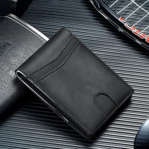 furid Genuine Leather Wallet Compatible with Airtag: Slim Air Tag Wallet for Men RFID Blocking, Bifold, Front Pocket, Minimalist Card Holder - Thumbnail 5