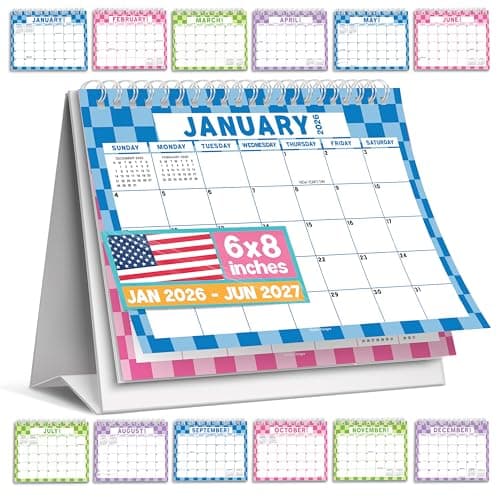 Small Desk Calendar 2026-18-Month 2026 Desk Calendar Small for Home, Office & Classroom, Standing Flip Desks Calendars 2026-2027, Gifts for Coworkers, Teachers & Students - Image 1