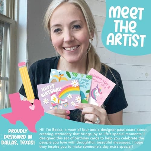 Hadley Designs Happy Birthday Cards for Kids with Envelopes - 54 Assorted Kids Birthday Cards Bulk for Classroom, Generic Children Greeting Card Pack for Students, Bday Notecards, Designed in USA - Thumbnail 2