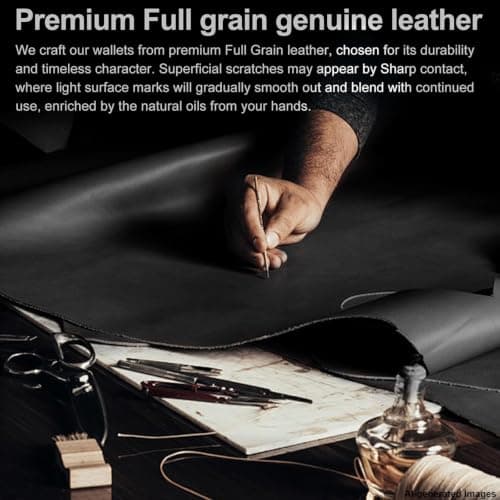 furid Top Grain Leather Wallet Men: RFID Minimalist Bifold Credit Card Holder with 2 ID Windows - Slim Front Pocket Wallets for Men - Gifts for Husband Father on Anniversary Birthday - Thumbnail 3