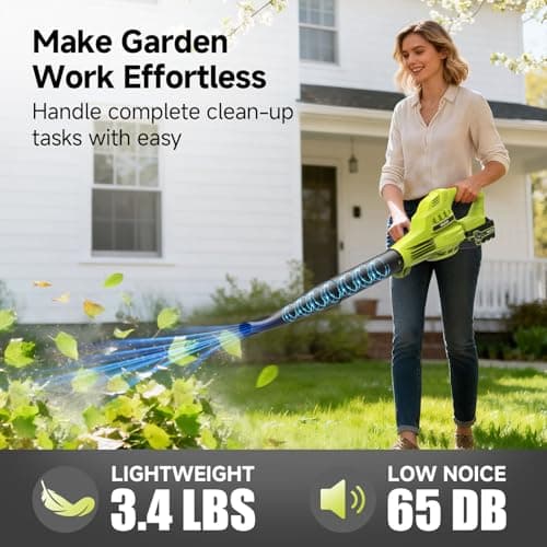 Leaf Blower Cordless with 2X 4.0Ah Batteries and Charger, 150MPH Lightweight Cordless Blower, 3 Speeds Small Electric Leaf Blowers for Lawn Care, Patio, Yard, Leaves, Grass, Dust (Upgraded Green) - Thumbnail 3