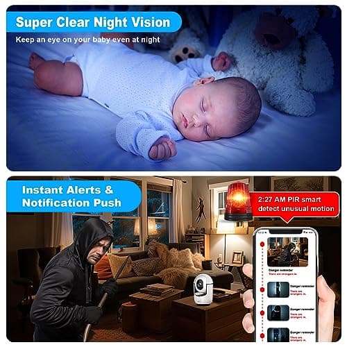 Cloarks 2K Pan/Tilt Security Camera, WiFi Indoor Cameras for Home Security with AI Motion Detection, Pet/Dog/Baby Camera with Phone App, 2-Way Audio, 24/7, Siren, TF/Cloud Storage - Thumbnail 5