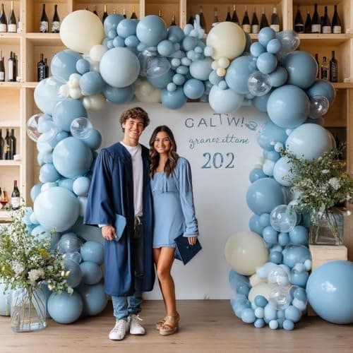 Light Blue Balloon Garland, Double Stuffed Pastel Baby Blue Balloon Arch Kit 18/12/5 Inch with Bubble Balloons for Easter Gender Reveal Baby Shower Birthday Wedding Graduation Party Decorations - Thumbnail 5