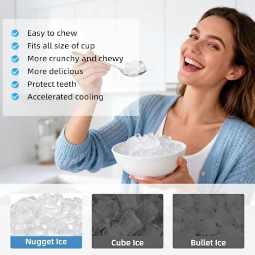 Antarctic Star Countertop Ice Maker with Soft Chewable Pellet Ice, 34lbs/24Hrs, One-Click Operation, Self-Cleaning Portable Peddle Ice Machine with Ice Scoop for Kitchen,Office,Bar,RV - Thumbnail 3