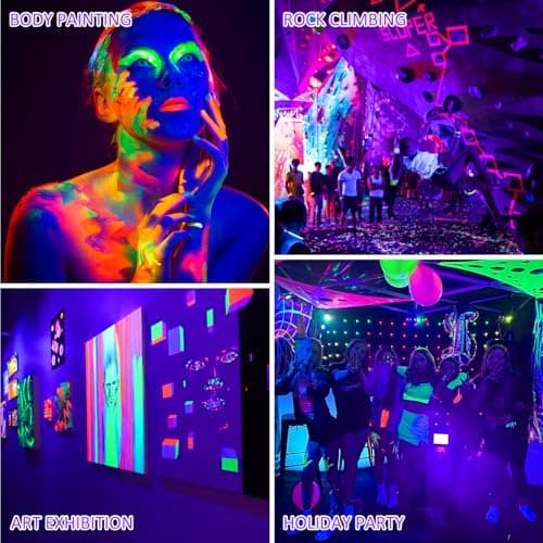 T-SUN 2 Pack 60W Black Lights Outdoor, Blacklight Flood Light with US Plug and Switch, IP66 Waterproof Black Lights for Glow Party, Glow in The Dark, Body Paint Fluorescent Poster Halloween - Thumbnail 3
