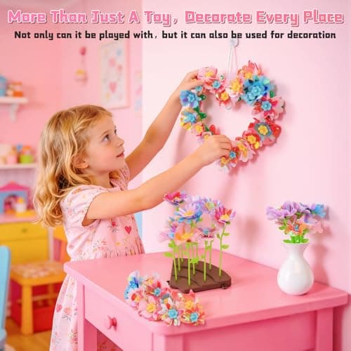 Fabric Flower Bouquets Toys, DIY Paper Flower Making Press Kit with Wreath & Bouquet Papers, Educational Creativity Arts and Crafts for Kids Ages, Birthday Gift for Girls 6 7 8 9 10 11 12 Years Old - Thumbnail 3