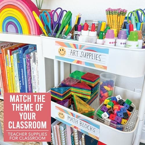 Hadley Designs Desk Name Tags for Classroom - 25 Student Desk Name Plates for Classroom Decor, 9x3 Retro Nametags Cubby Labels Teacher Supplies, 1st 2nd 3rd Grade Kindergarten Preschool Must Haves - Thumbnail 3