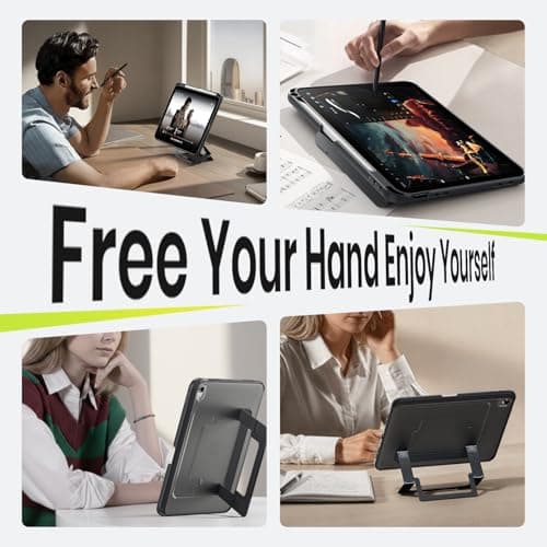 WSKEN for iPad A16 Case - iPad 11th/10th Generation Case (2025/2022), 5 in 1 Multi Adjustable Kickstand Cover, Ultra-Stable Cover with Pencil Holder, Shockproof Design for iPad 11 Inch Case, Black - Thumbnail 3