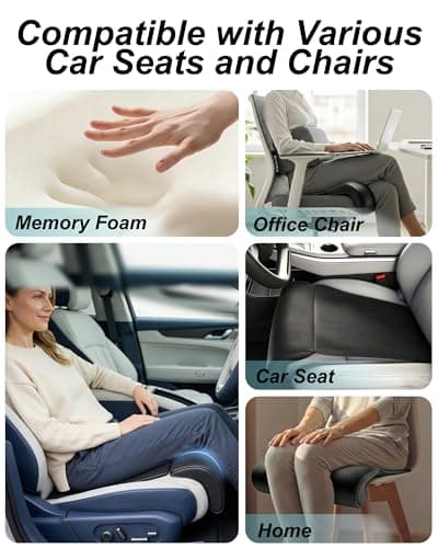 Car Seat Leg Extender Cushion, Memory Foam Under-Thigh Support Car Seat Cover– Breathable PU Leather, Non-Slip Secure Fit for Driver Seat and Office Chair, Ideal for Long Drives & Road Trips - Thumbnail 6