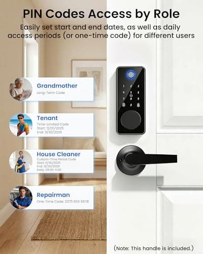 IBLOG Smart Lock with 2 Lever Handle Set, Fingerprint Keyless Entry Door Lock Front Door App Control, Electronic Touchscreen Keypad Deadbolt, Auto Lock, IP54 Waterproof, Easy Install Built-in Doorbell - Thumbnail 6