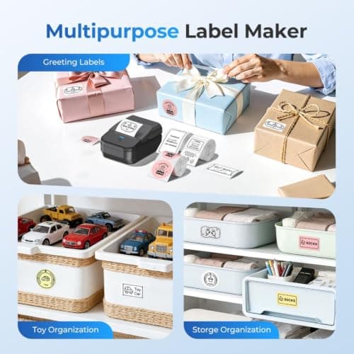 TYPONOS PM240 Label Maker Machine with 3 Tapes, 2" Portable Thermal Label Printer for Phone & PC, Bluetooth Label Maker with Multiple Templates for Small Business, Office, Home, School, Set 1 - Thumbnail 4