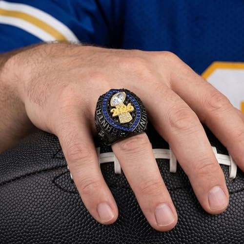 LANGE HOME 2026 Fantasy Football Ring 2026 Fantasy Football Championship Ring with High-Grade Gift Box,League Champion Trophy Rings Premium Award for Winner (2026-Black, 11-D20.22MM-C65MM) - Thumbnail 5