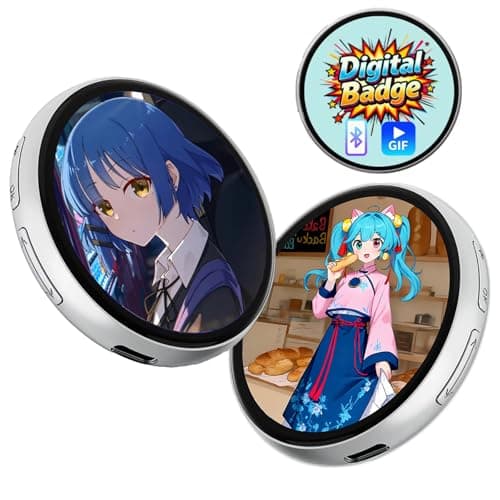 Boonitoflow Digital Badge with Magnetic Back, No-Hole Wearable LED Display, Photo GIF Video Screen, Bluetooth Custom Name Tag, Anime Cosplay Pixel Badge, Gift for Men Women - Image 1