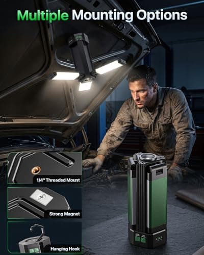 NICKLUC Rechargeable Lantern 10400mAh, Portable Work Light with Magnetic Base & 5 Modes, 2200LM Battery Powered Lantern Flashlight for Power Outage, Car Repair, Hurricane - Thumbnail 5