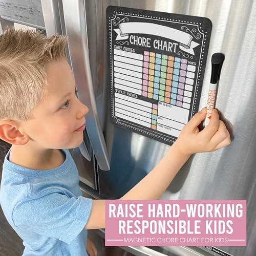 Hadley Designs Magnetic Chore Chart for Kids Multiple Kids – Dry Erase Chores Chart for Adults and Teens, Responsibility Task List for Family, Fridge Task Board Tracker at Home, Chalkboard Chore Board - Thumbnail 2