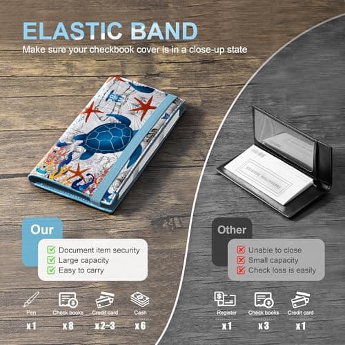 CASMONAL Checkbook Covers for Personal Checkbook Holder RFID Blocking Premium Leather Checkbook Cover for Duplicate Checks - Thumbnail 6