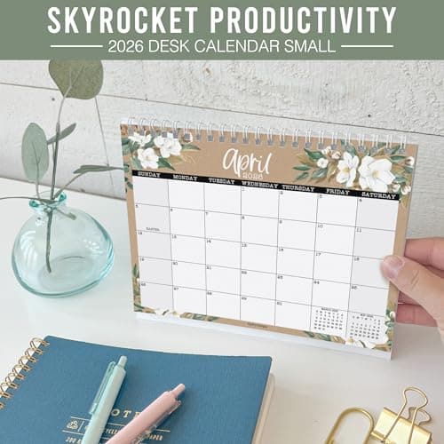 Small Desk Calendar 2026-18-Month 2026 Desk Calendar Small for Home, Office & Classroom, Standing Flip Desks Calendars 2026-2027, Teacher Appreciation Gifts, Graduation Gifts - Thumbnail 6