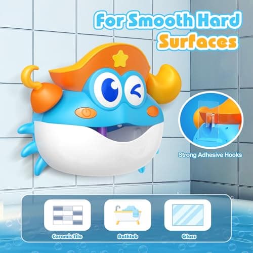 Bath Toys,Rechargeable Crab Baby Bath Toys Light Up Bath Bubble Machine with Colourful RGB Light Great Birthday Gift for Boys and Girls Toddler Toy for Kids Ages 1-3 4-8 - Thumbnail 4