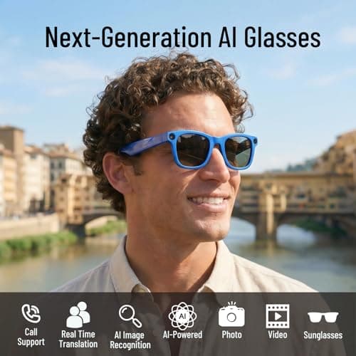 AICUDDO 2026 AI Smart Glasses with Camera, 8MP HD Lens 1080P Video Recording Glasses, ChatGPT AI Assistant Real-Time Translation Open-Ear Audio Camera Glasses for Men Women Vlog Travel Work Meetings - Thumbnail 2