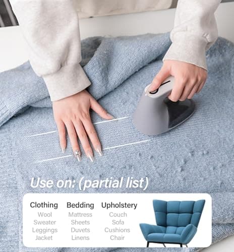 Bymore Fabric Shaver & Lint Shaver for Clothes and Furniture, Heavy Duty Sweater Shaver Lint Remover with Large 65mm Shaving Head, 6-Leaf Blades, Extra Replacement Blades for Couch, Sofa & Upholstery - Thumbnail 5