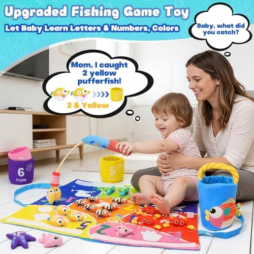Montessori Toys for 1 Year Old, 40PCS Upgraded Fishing Game Toys for Toddlers 1-3, Educational Baby Toy for Color Sorting, Number & Alphabet Learning, Birthday Gifts for Baby Boy Girl Age 1 2 3 - Thumbnail 2