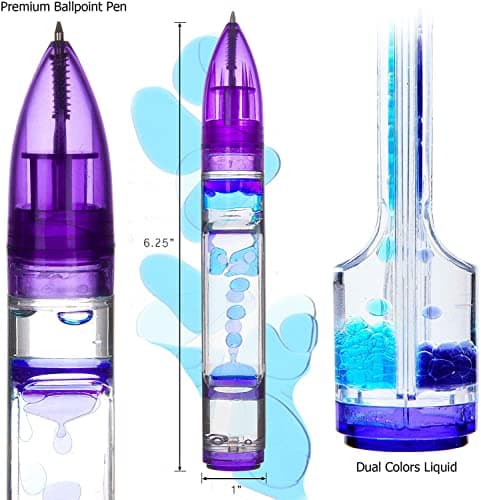 YUE MOTION Lava Pen - Great Gift for Kids & Adults- Fidget Desk Toys for School & Office - Colorful Liquid Bubbler Pens for Focus, Stress & Anxiety Relief- 3 Pack Liquid Motion Bubbler Toy Pens - Thumbnail 2