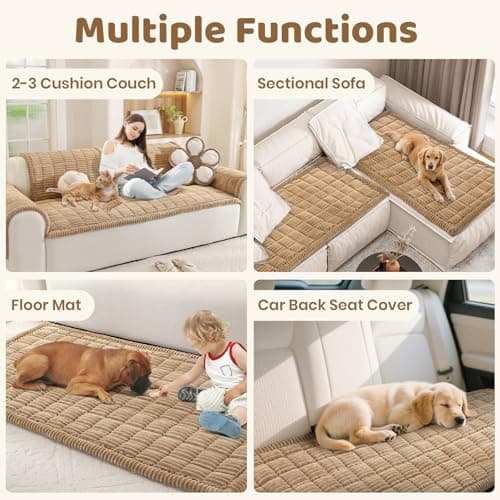 Royhom Couch Cover for Dogs Washable, Soft Thick Pet Couch Covers for Sofa, Pawcart Couch Protector Pet Friendly, Furniture Covers Dog Mat for Couches and Sofas (Khaki, 27.6 x 59 Inch) - Thumbnail 4