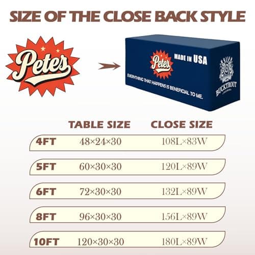 YOUYINYOU Custom Table Cloth 4/5/6/8/10FT Personalized Table Cloth with Logo for Business Tradeshow Company Events School Shop Church Anniversary Decoratio Other Important Events (6 FT Closed Back) - Thumbnail 3