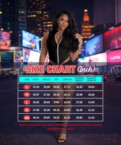 ABKY Sexy Club Outfits for Women Going Out Lapel Zip-Up Crop Tank Top and Skinny Shorts Sets Women 2 Piece Outfit Black L - Thumbnail 6