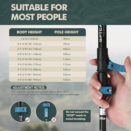 GPTCAMP Hiking Sticks,2PC Trekking Poles Collapsible Hiking Poles,Lightweight Folding Adjustable Travel Walking Sticks with EVA Foam Grip for Men Women,Blue - Thumbnail 5