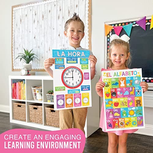 Hadley Designs Spanish Posters for Classroom - 12 Bilingual Educational Posters for Spanish Classroom Decorations Must Haves, Calendario y Alfabeto en Español Para la Pared, Colorful Teacher Supplies - Thumbnail 6