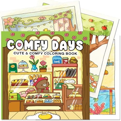 NexAmeri Comfy Days: Vcute & Comfy Coloring Book for Adults & Teens, Stress Relief - Small Elements. One-Book Set, Containing 48 Pages. Cozy Coloring Book.Teenager Girl and Boys Gift Ideas. - Image 1