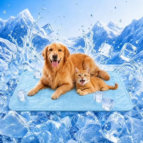 Petmorning Cooling Dog Mat for Crate, Breathable 3D Mesh Pet Bed with Moisture Wicking Core, Anti-Slip Washable Kennel Pad with Puzzle Pattern (Blue, Large)