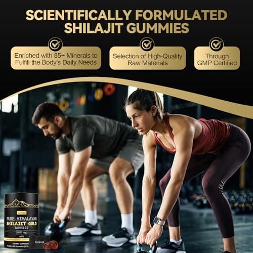 Grevol Himalayan Shilajit Gummies: Gold Grade Shilajit Riched with Ashwagandha Fulvic Acid & 85+ Trace Minerals - No Added Sugar - Individually Wrapped - for Men & Women - 60 Gummy - Thumbnail 3