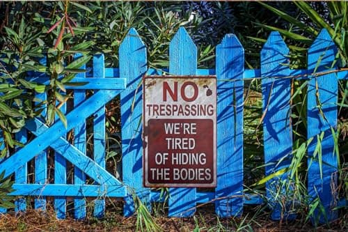 Carastora Halloween Vintage Metal Tin Sign Funny Sarcastic Party Wall Art Decor Signs, Funny Tin Sign for No Trespassing, Avoiding the Spooky Cleanup 12x8 Inches - Thumbnail 3