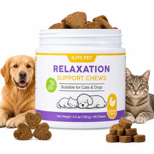 GJYC PET Calming Chews for Dogs & Cats – Anxiety Relief & Stress Support Supplement, Non-Drowsy Relaxation for Separation, Thunderstorms & Travel, Herbal Calming Formula, Chicken Flavor Soft Chews - Image 1