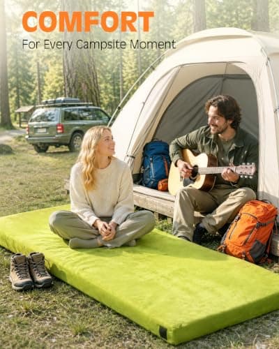 GAIALOOP 3 Inch Memory Foam Camping Mattress, Dual Layer Thick Sleeping Camp Pad for Car Tent Cot, Roll-Up Portable Glamping Floor Bed for Guests Sleepover[Full: 75 * 54 * 3"] - Thumbnail 2
