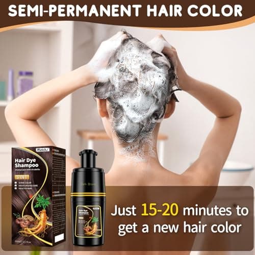 IIIMEIDU Dark Brown Hair dye Shampoo 3 in 1, Natural Hair Color Shampoo for Gray Hair, Shampoo Tinte Para el Cabello for Women and Men 100% Grey Hair Coverage, 350ml - Thumbnail 5