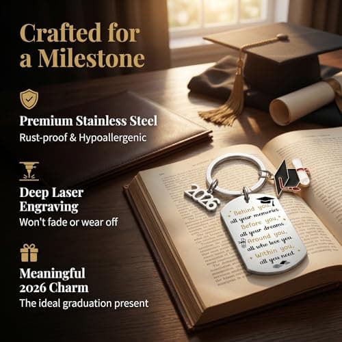 Hyloxs 2026 Graduation Keychain, Bulk Party Favors Souvenir for High School and College Students, Inspirational Gift for Him or Her (Silver-With You) - Thumbnail 3