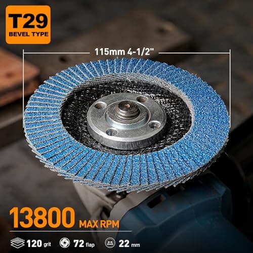 NuoDunco 120 Grit Flap Discs 4 1/2 x 7/8-Inch for Angle Grinder Sanding Disc Wheel,T29 Zirconia Grinding Wheel for Stainless Steel, Sheet Metal,Wood (10 Pack) - Thumbnail 4