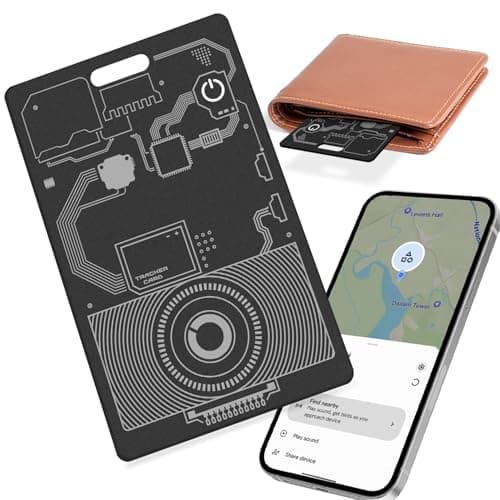 Wallet Finder, Bluetooth Tracker Card and Item Locator for Luggage Tags, Passports and Android Phones Compatible with Google Find Hub, Thin Phone Finder IP68 Waterproof, Black - Image 1