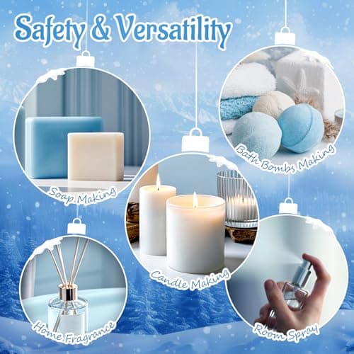 Winter Essential Oils Set, 6 Premium Holiday Fragrance Oil for Diffuser, Candle & Soap Making, Frozen Magic, Winter Wonderland, Hot Cocoa, Frosted Fir, Warm Sweater, Log Fire, Scented Oils for Home - Thumbnail 6