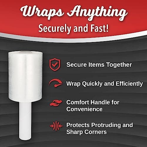2 Pack Industrial Strength Mini Hand Stretch Wrap 5" 1000 Ft Roll 80 Gauge Thick, Shrink Wrap Roll for Moving Supplies, Furniture, Pallets, Plastic Wrap for Packing, Heavy Duty Stretch Film - Thumbnail 5